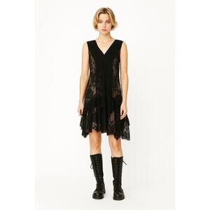 Nanette Lepore VTG 90’s Y2K Silk Lace Whimsy Fairy Asymmetrical Dress 4